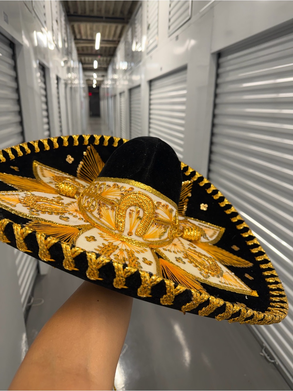 New Salazar Yepez Black & Gold Embroidered Sombrero Hat